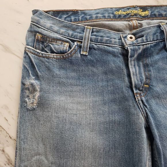 American Eagle Hipster Fit Frayed Look Light Blue Wash Women's  4 Reg - Picture 12 of 15